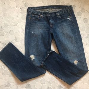 Distressed Matchstick Jeans
